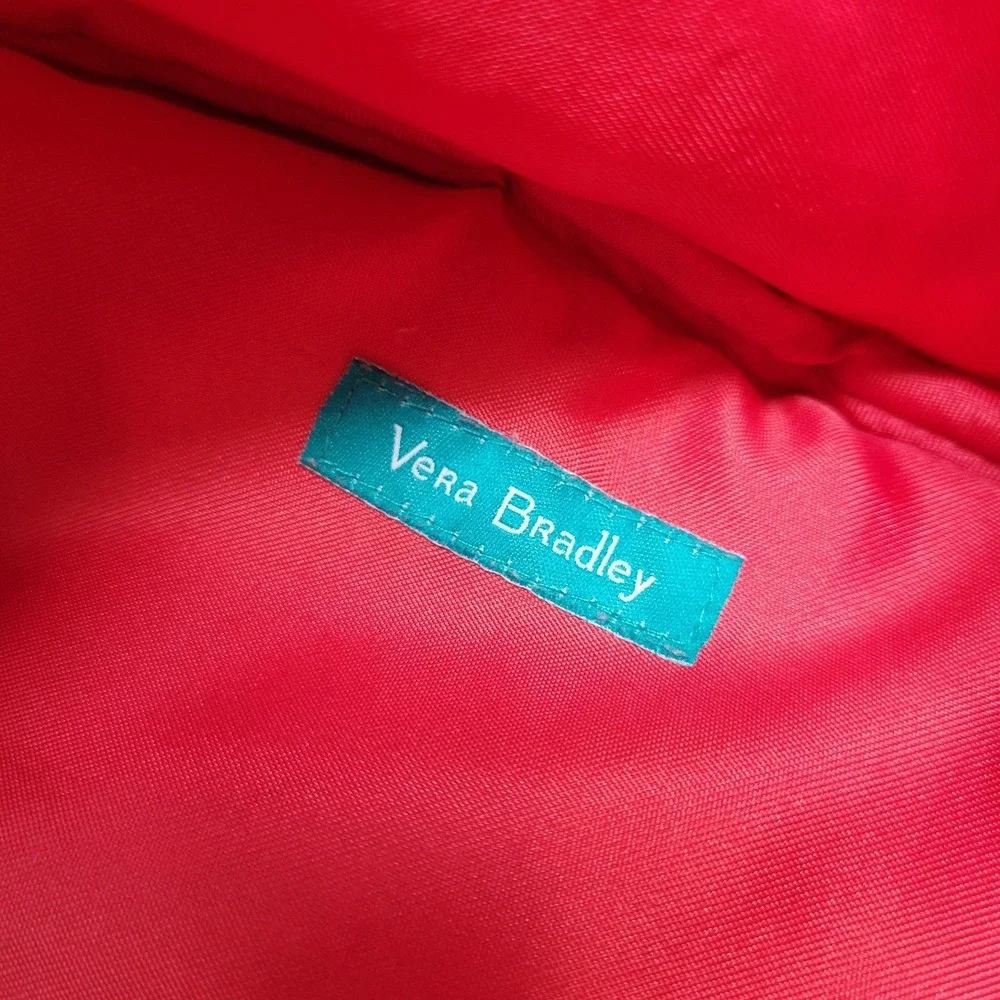 Vera Bradley Backpack Womens Medium‎ Red Floral Canvas Pockets Zip School Travel